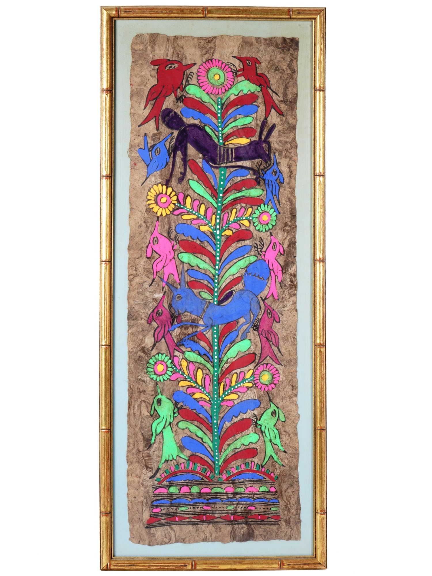 MEXICAN FOLK ART AMATE BARK MIXED MEDIA PAINTING PIC-